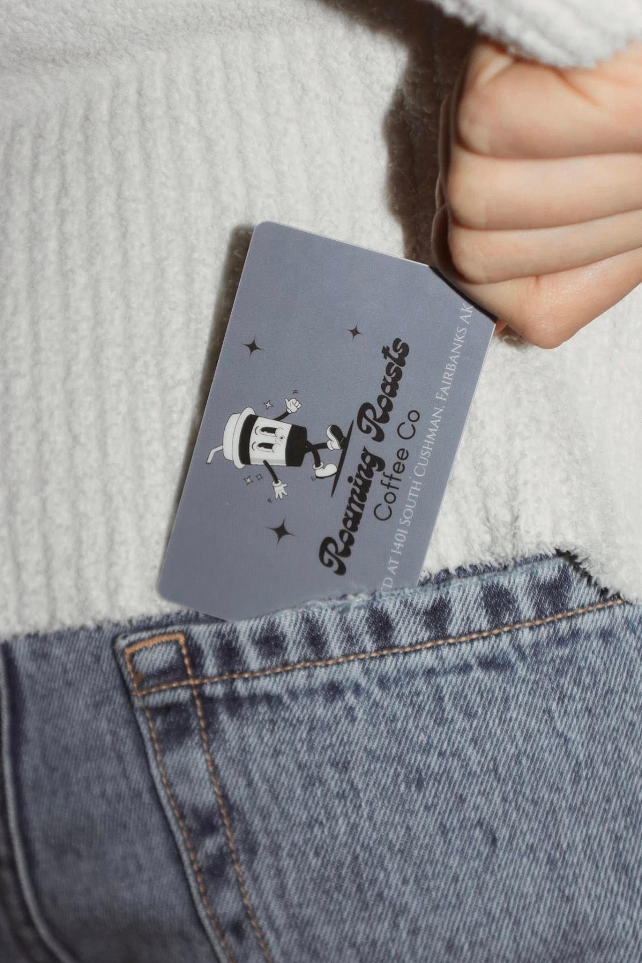 Keep On Roaming Card — signature drink at Roaming Roasts Fairbanks